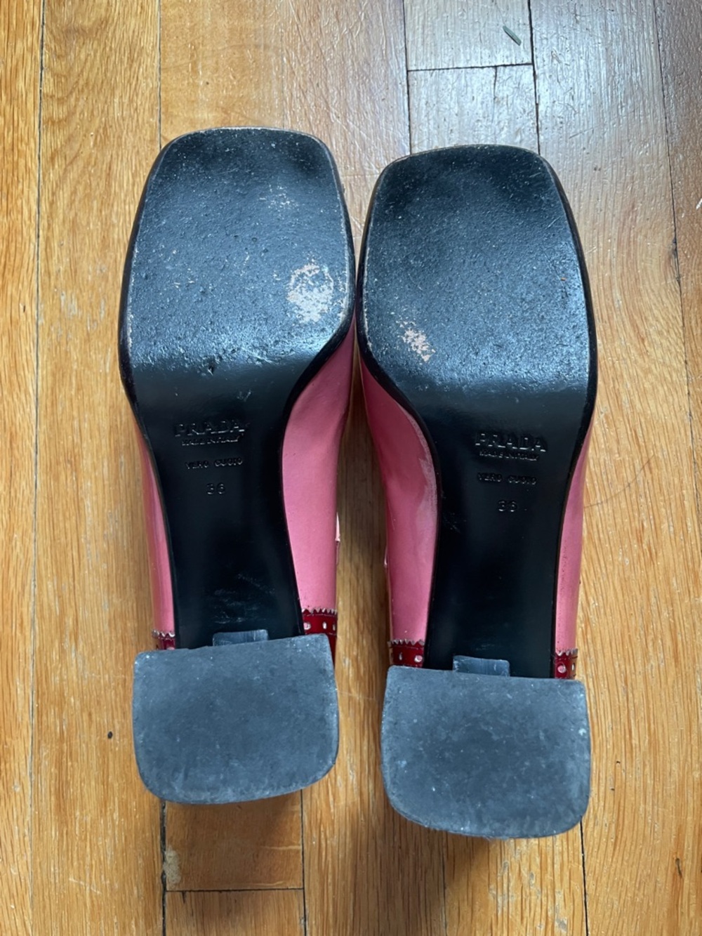 Prada Burgundy and Pink Mary Jane Pumps Sz 36 - Picture 5 of 6